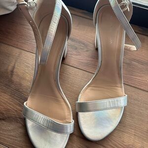 Stuart Weitzman Silver Strappy Heels